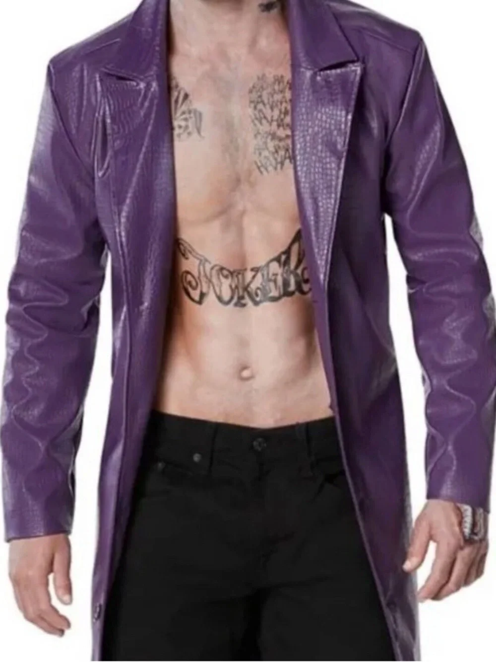 Suicide Squad Premium Adult Purple Joker Jacket Long Full Length Costume Size L